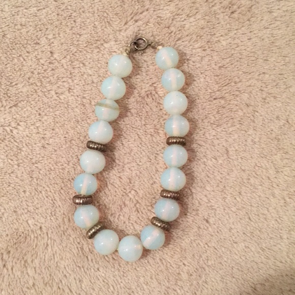 marys semi prescious jewelry Jewelry - Opal Stone Silver Spacer Bracelet 7” vintage